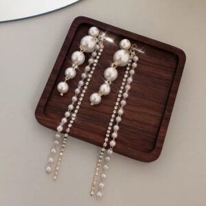 Korean Earrings Long Chain Ad stone Stud western Earrings For Women And Girls