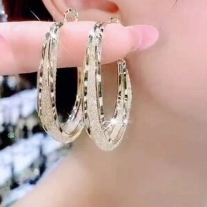 Golden Net Hoops Earrings
