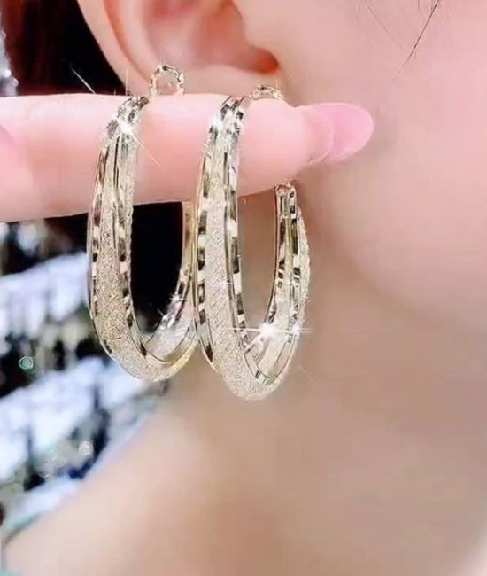 Golden Net Hoops Earrings