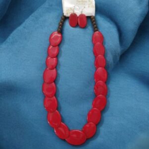 Stylish Resin Beads Necklace - Handmade Jewellery For Women (Red)