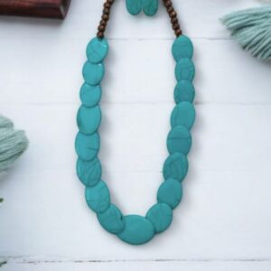 Stylish Resin Beads Necklace - Handmade Jewellery For Women (Turquoise)