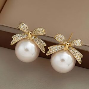 Cute Alloy Ribbon Drop Earrings for Women and Girls