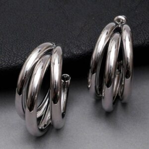 Three Layer Fashionable Silver Alloy Hoop Earring/ Balie Style