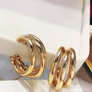 Three Layer Fashionable Gold Alloy Hoop Earring/ Balie Style