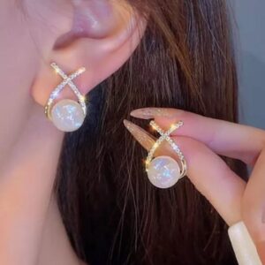 Party Wear Pearl Rhinestones Ear Studs