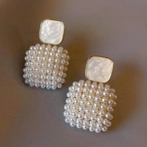 Hanging Rice Ball Dots Pearl Earrings for women