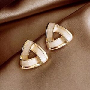 White Color Triangle Stud Shell Geometrical Earrings