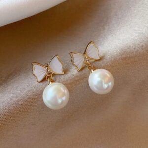 Bow Shaped Drop Earrings for Women and Girls