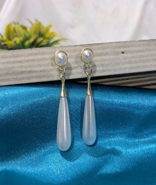 Long Pearl Drop Earrings for Women and Girls