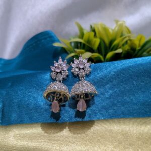 American Diamond Jhumka in Sterling Silver