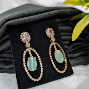 American Diamond Sea Green Earrings