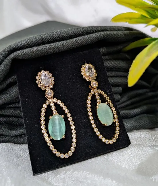 American Diamond Sea Green Earrings