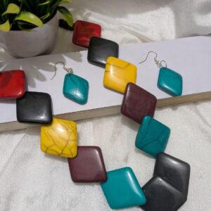 Multicolor Resin Beads Necklace - Handmade Jewellery For Women