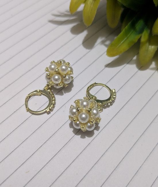 Korean Sweet Pearl Flower Earrings | Small & Design Earrings for Women