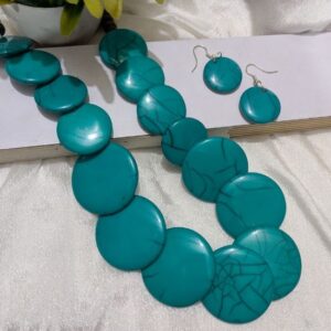 Stylish Resin Round Beads Necklace - Handmade Jewellery For Women (Turquoise)