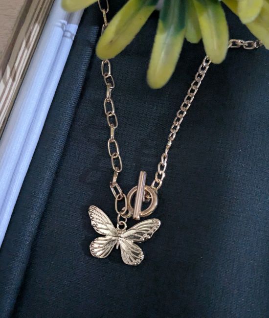 Butterfly Link Chain Necklace for Womens