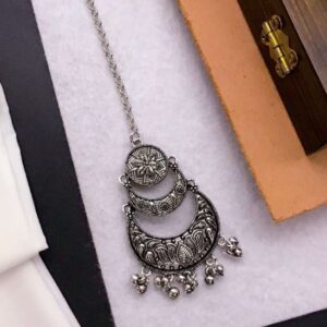 Lightweight Oxidized Silver Maangtika for Festive Looks