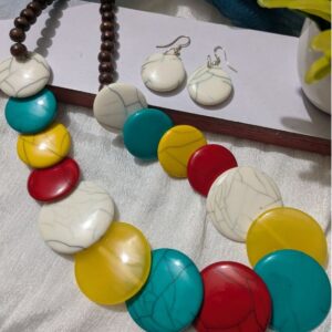 Multicolor Circle Resin Beads Necklace - Handmade Jewellery For Women