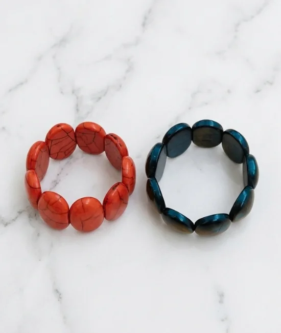 Handmade Resin Beads Bracelet (set of 2) - Red and Black