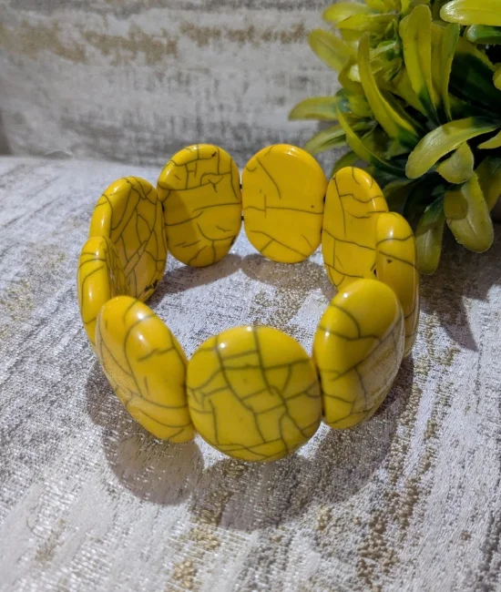 Yellow Handmade Resin Beads Bracelet